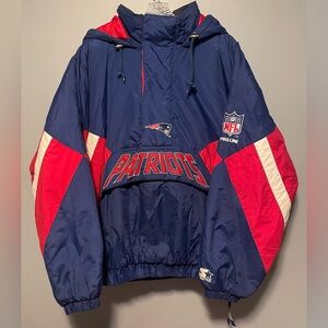 STARTER Navy and Red New England Patriots Pullover Jacket
